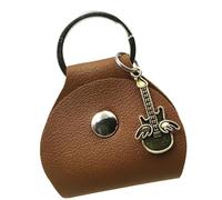 TEMOOUES Pochette de rangement multifonction pour médiators de guitare, marron, Golden pendant