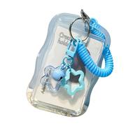 TEMOOUES Porte-cartes transparent avec breloque en forme d'étoile, pochettes pour cartes résistantes à l'eau, protège-cartes pour bus, housses de protection pour cartes de crédit, bleu