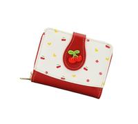 TEMOOUES Portefeuille à deux plis - Porte-cartes de crédit minimaliste - Portefeuille décontracté pour femme - Porte-monnaie tendance - Pour pièces de monnaie - Pochettes pour femmes, Rouge, Beauté de