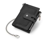 TEMOOUES Portefeuille Court Sécurisé pour Hommes avec Plusieurs Compartiments Et Doubles Fermetures Éclair Pochettes pour Pièces De Monnaie Porte-Monnaie en Cuir PU Compact