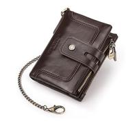TEMOOUES Portefeuille Court Sécurisé pour Hommes avec Plusieurs Compartiments Et Doubles Fermetures Éclair Pochettes pour Pièces De Monnaie Porte-Monnaie en Cuir PU Compact