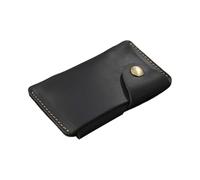 TEMOOUES Portefeuille en cuir avec fermeture à bouton pour femme et homme - Petit porte-cartes avec fermeture à pression, Noir