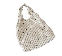 TEMOOUES Sac à bandoulière décontracté à motif de cœur à carreaux - Sac à main léger - Sangle confortable - Sac à bandoulière en polyester essentiel pour les navetteurs quotidiens, Marron à rayures