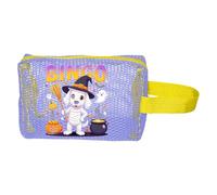 TEMOOUES Sacs à friandises en maille respirante pour Halloween, essentiels pour enfants, réutilisables, pochettes transparentes pour collection de bonbons d'Halloween, violet, No carry