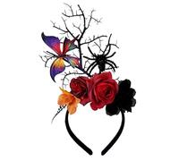TEMOOUES Serre-tête branche de papillon série sombre pour Halloween, couvre-chefs pour filles, femmes, bal masqué, accessoires de costume, fête d'Halloween, décoration de cheveux