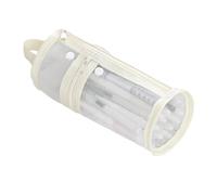 TEMOOUES Trousse à crayons cylindrique transparente de grande capacité pour étudiants, rangement simple pour l'école, beige, Taille unique