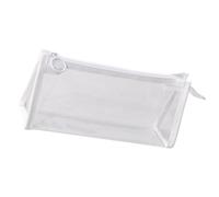 TEMOOUES Trousse à crayons pratique transparente de grande capacité pour maquillage, fournitures scolaires et de bureau, blanc