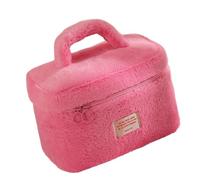 TEMOOUES Trousse de maquillage tendance en peluche robuste pour maquillage artistique et voyageurs fréquents, solution de rangement pour usage quotidien, HP