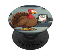 Temp de jeudi 350 °F - Graphique drôle de la Turquie de Thanksgiving PopSockets PopGrip Adhésif