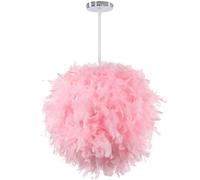 Tempas Lustre Suspension Créatif E27 Luminaire de Plafond en Plume Rose Ø30cm Suspension Luminaire pour Chambre Salon Café