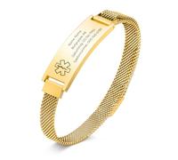 TempBeau Bracelet médical personnalisable pour adultes - Bracelet médical avec gravure pour hommes et femmes - Bracelet de montre réglable en acier inoxydable pour les allergies, le diabète et