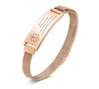 TempBeau Bracelet médical personnalisable pour adultes - Bracelet médical avec gravure pour hommes et femmes - Bracelet de montre réglable en acier inoxydable pour les allergies, le diabète et