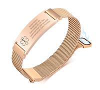 TempBeau Bracelet médical personnalisable pour adultes - Bracelet médical avec gravure pour hommes et femmes - Bracelet de montre réglable en acier inoxydable pour les allergies, le diabète et
