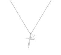 TempBeau Collier Femme Croix Plaqué Or 14 carats Plaqué Or Blanc Oxyde de Zirconium Collier Argent pour Anniversaire Mariage, 41+5cm, Cuivre, Zircon cubique