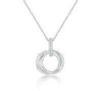 TempBeau Collier pour femme - Double anneau - Plaqué or 14 carats - Collier réglable pour femme - Plaqué or blanc - Chaîne pour femme - Pour mère, sœur, épouse, petite amie, 41+5 cm, Cuivre, no