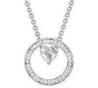 TempBeau Collier pour femme en or et argent - Plaqué or 14 carats - Pour femme - Plaqué or blanc - Avec cœur en zircone - Cadeau pour la fête des mères, un anniversaire - Argenté