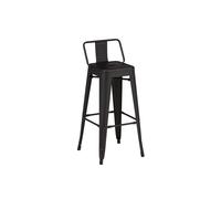 Tempe Flat tabouret de bar avec dossier, métal noir.