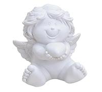 TEMPELWELT® Ange Gardien décoratif avec Fleurs 9,5 cm - en polystone Blanc - Figurine décorative bébé Ange - Ange Enfant - Ange décoratif - Amour Ange Roses Cadeau