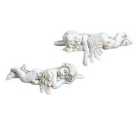 TEMPELWELT® Figurine d'ange décorative couchée endormie en Lot de 2-13 cm chacun - en polystone Blanc Antique - Bord Places Ange Figure - Gardien Ange - décoratif Ange