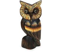TEMPELWELT Figurine de Chouette Noir albesia wula Marron en Bois, Hauteur 20 cm, holzfigur uhu Artisanale à Bali à la Main