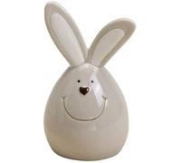 TEMPELWELT Figurine de décoration Poule Assise en céramique | Style campagnard | Figurine de décoration Poule pour Le Printemps été Pâques - 14 cm, Taupe (Gris.Marron), Blanc