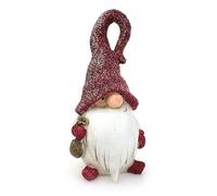 TEMPELWELT Figurine de lutin décorative Gnom 16 cm, pierre poly rouge, blanc, drôle de lutin nain, hiver, Noël, décoration d'hiver, lutin d'hiver…