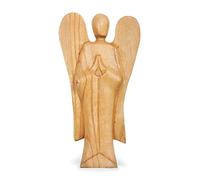 TEMPELWELT Figurine décorative ange gardien debout en bois d'hibiscus - Hauteur : 25 cm - Marron clair - Artisanat de Bali - Ange en bois priant