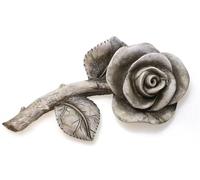TEMPELWELT® Figurine décorative funéraire Rose - Bouton de Rose 17 cm - polystone Aspect Pierre Gris, décoration funéraire, Fleur pour Lieu de deuil - décoration de Jardin