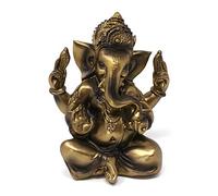 TEMPELWELT® Figurine décorative Ganesha à Quatre Bras 11 cm - polystone Or Antique - Statue de Dieu éléphant Assis - Dieu Hindou Ganesh - Bouddha Inde Asie