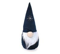 TEMPELWELT Figurine Deko Siège de Porte Lutin 30 cm |Tissu bleu blanc, Nain Knollnase Figurine Deco Automne Hiver Noël Lutin - Bleu, Blanc