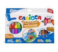 Tempera Lavable - CARIOCA - Temperello - 24 Bâtons - Couleurs Assorties - Effet Multi-usage