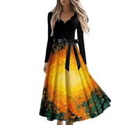Tempérament Commute Jupe taille mi-haute beauté rétro tempérament manches longues couleur unie tube haut jupe robe de concours de beauté robes pour femmes, jaune, 3XL