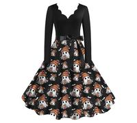 Tempérament Commute Jupe taille moyenne Beauté Rétro Tempérament Manches Longues Couleur unie Tube Top Sleeve Jupe Femmes Robes A-Line Formelle, Noir , M