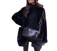 TempéRament Commuter Manches Longues Col Revers Veste en Fausse Fourrure Couleur Unie Chaud Mince Manteau Femmes Fourrure