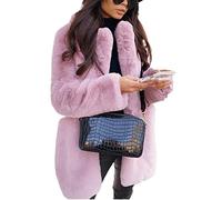TempéRament Commuter Manches Longues Col Revers Veste en Fausse Fourrure Couleur Unie Chaud Mince Manteau Femmes Fourrure