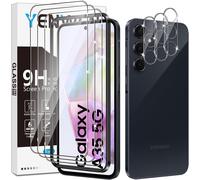 Tempered Glass Compatible With Samsung Galaxy A35 5g, 3 Pieces Screen Protector Films And 3 Pieces Rear Camera Protectors, Scratch-Resistant \ 9h Hardness Glass \ Bubble-Free