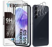 Tempered Glass Compatible With Samsung Galaxy A55 5g, 3 Pieces Screen Protector Films And 3 Pieces Rear Camera Protectors, Scratch-Resistant \ 9h Hardness Glass \ Bubble-Free
