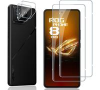 Tempered Glass For Asus Rog Phone 8/8 Pro, 2 Piece Screen Protector With 2 Pieces Rear Camera Protector, 9h Hardness Bubble-Free Film, Ultra Hd Tempered Glass