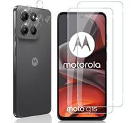 Tempered Glass For Motorola Moto G15 5g/G15 Power, 2 Pieces Screen Protector With 2 Pieces Rear Camera Protector, 9h Hardness Film Lens Ultra Hd Tempered Glass