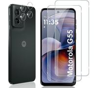 Tempered Glass For Motorola Moto G55 5g, 2 Piece Screen Protector With 2 Pieces Rear Camera Protector, 9h Hardness Bubble-Free Film, Ultra Hd Tempered Glass
