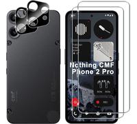 Tempered Glass For Nothing Cmf Phone 2 Pro, 2+2 Pieces Screen Protector + Rear Camera Protector Film (Black) 9h Hardness Hd Anti-Scratch Bubble-Free Tempered Glass Screen Protectors