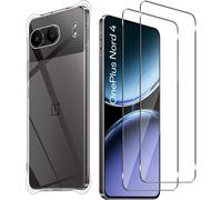 Tempered Glass For Oneplus Nord 4 5g [2 Pieces] + Case, Ultra Resistant 9h Hardness Screen Protector Film Hd Transparent Shockproof Anti-Scratch Soft Tpu Bumper Cover
