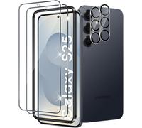 Tempered Glass For Samsung Galaxy S25 5g With Black Rear Camera Protector, 9h Hardness Bubble-Free Screen Protector, Ultra Hd Tempered Glass Film [2+2 Pieces]