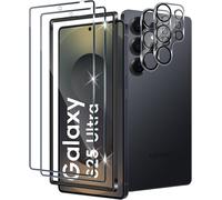 Tempered Glass For Samsung Galaxy S25 Ultra 5g With Black Rear Camera Protector, 9h Hardness Bubble-Free Screen Protector, Ultra Hd Tempered Glass Film [2+2 Pieces]