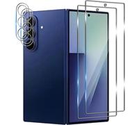 Tempered Glass For Samsung Galaxy Z Fold 7, 2 Pieces Screen Protector Film And 2 Pieces Rear Camera Protector, Bubble Free, Double Protection