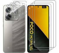 Tempered Glass For Xiaomi Poco M7 Pro 5g, 3+3 Pieces Screen Protector + Rear Camera Film, 9h Hardness Hd Bubble-Free Anti-Scratch Tempered Glass Screen Protectors