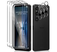 Tempered Glass For Xperia 1 Vi With Rear Camera Protector [3+3 Pieces], 9h Hardness [Bubble-Free] [Ultra Hd] Ultra Resistant Tempered Glass Screen Protector [Transparent]
