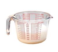 Tempered Glass Pitcher - Liquid Measuring Beaker, 6x4.6 Inch Kitchen Scale Jug with Easy-Pour Spout Handle, Clear Graduated Cup, Heat Resistant Bakeware, Ounce Milliliter Container for Meal Prepping