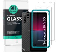 Tempered Glass Protection For Xperia 10 Iv 5g 6 Inches [Pack Of 2] With Metal Camera Screen Protector, Carbon Fibre Effect Back Protector With Easy Installation Kit