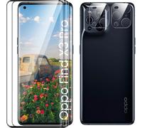 Tempered Glass Screen Protector Film For Oppo Find X3 Pro, [Bubble Free] [Ultra Resistant] [Anti-Scratch] 2 Pieces + 2 Camera Screen Protectors
